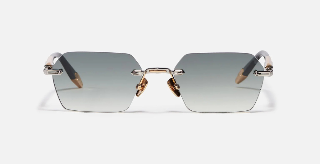 John Dalia R03 | C409 - Luxussonnenbrille mit schwarzem Rahmen und grünen Gläsern.