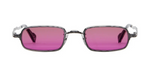 Kuboraum Z18 GM eckige Sonnenbrille it silbernem Rahmen und pinken Gläsern