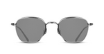 Matsuda M3101 | Palladium White - Matte Black Runde Luxussonnebrille mit silbernem Rahmen und grauen Gläsern