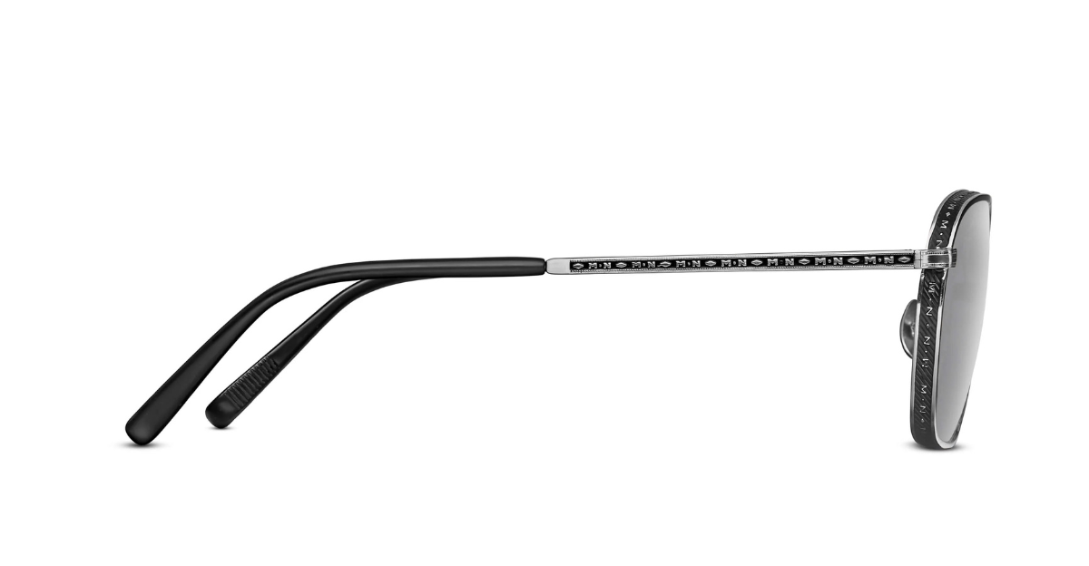 Matsuda M3101 | Palladium White - Matte Black Runde Luxussonnebrille mit silbernem Rahmen und grauen Gläsern
