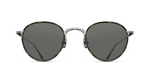 Matsuda M3085-I |  Brushed Silver - Khaki Tortoise runde Luxussonnebrille mit silbernem Rahmen und grauen Gläsern