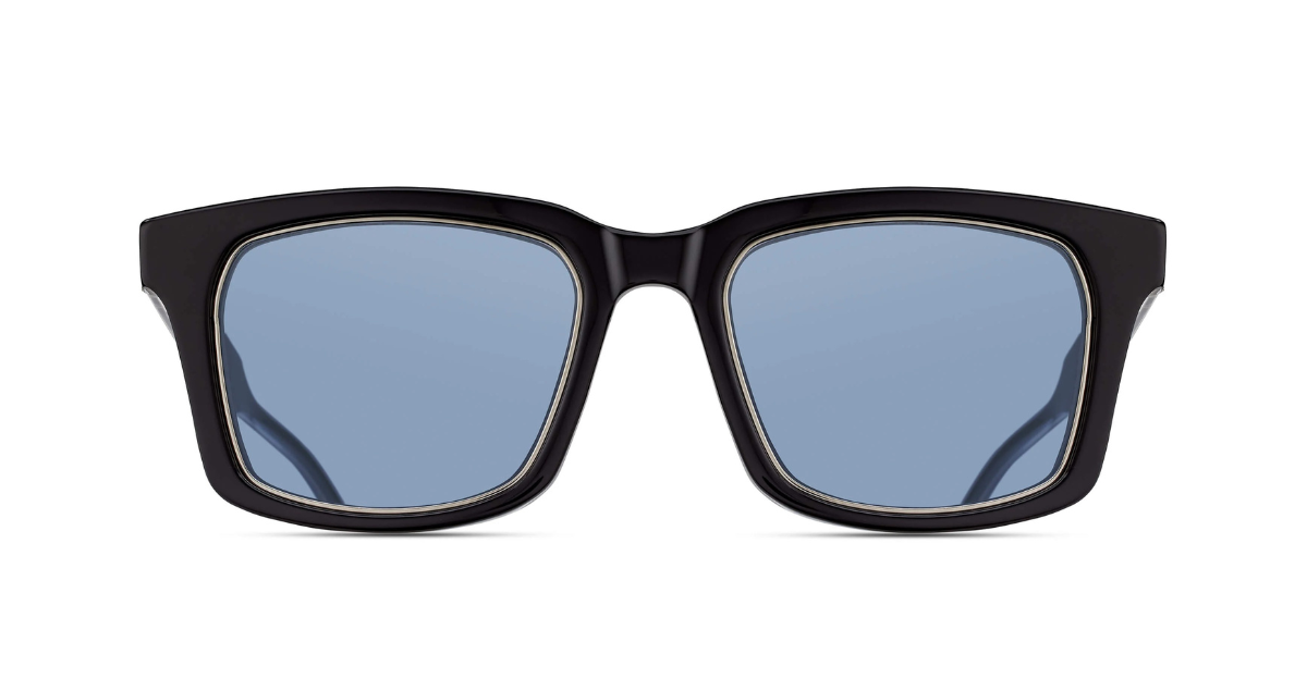 Matsuda M1040 | Black - Luxussonnenbrille mit schwarzem Rahmen und blauen Gläsern handgemacht in Japan 