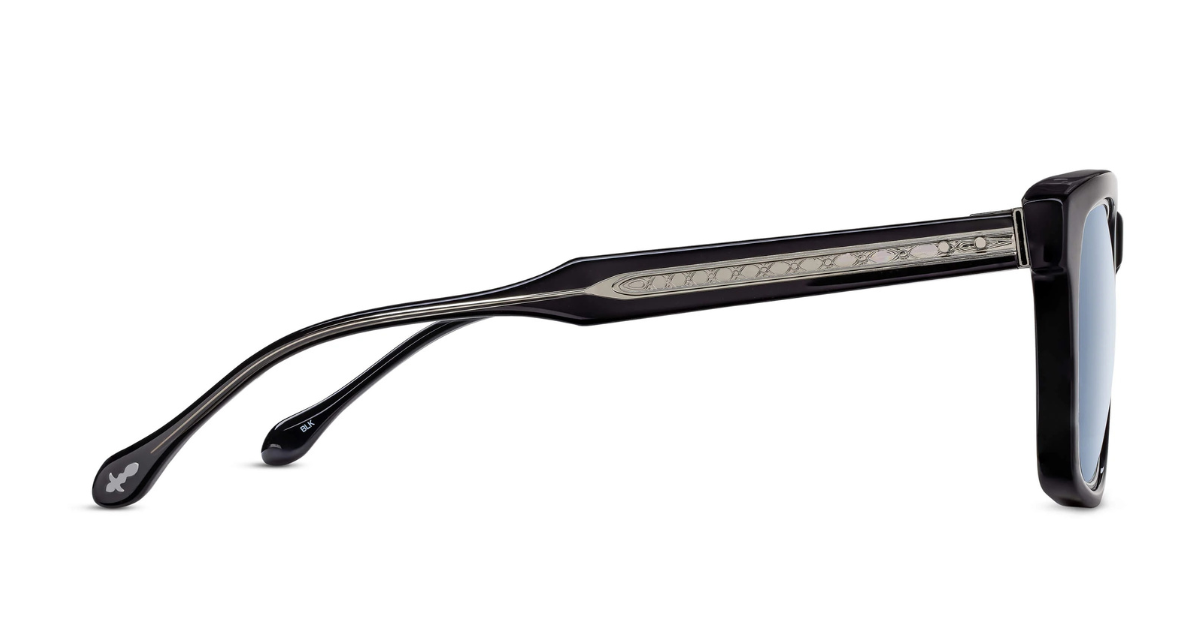 Matsuda M1040 | Black - Luxussonnenbrille mit schwarzem Rahmen und blauen Gläsern handgemacht in Japan 
