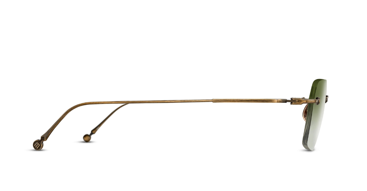 Matsuda M5008 | Antique Gold - Luxussonnenbrille mit goldenem Rahmen und grünen Gläsern handgemacht in Japan 