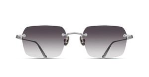 Matsuda M5008 | Brushed Silver - Luxussonnenbrille mit silbernem Rahmen und grauen Gläsern handgemacht in Japan 