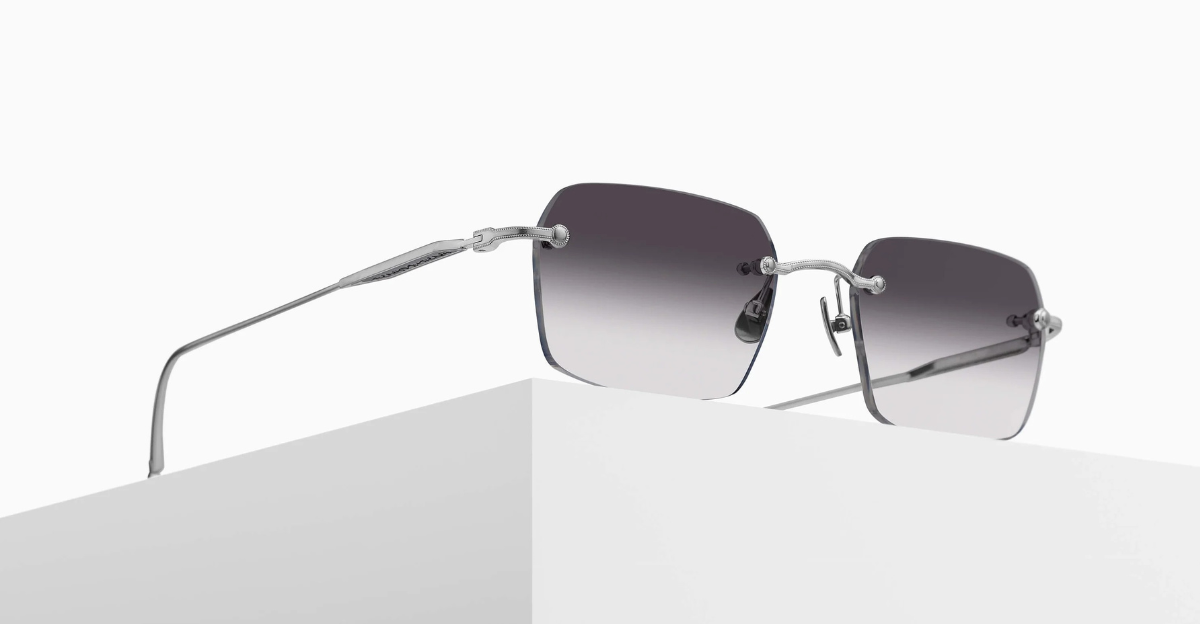 Matsuda M3125 | Brushed Silver - Luxussonnenbrille mit silbernem Rahmen und grauen Gläsern handgemacht in Japan 