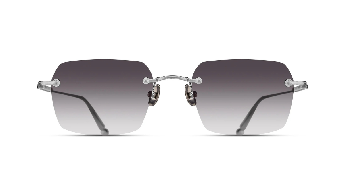 Matsuda M3125 | Brushed Silver - Luxussonnenbrille mit silbernem Rahmen und grauen Gläsern handgemacht in Japan 