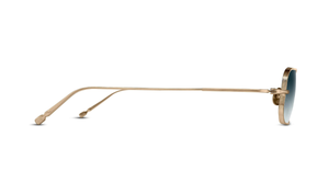 Matsuda M3163 | Brushed Gold - Luxussonnenbrille mit goldenen Rahmen und blauen Gläsern, hergestellt in Japan