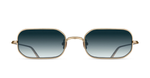 Matsuda M3163 | Brushed Gold - Luxussonnenbrille mit goldenen Rahmen und blauen Gläsern, hergestellt in Japan