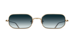 Matsuda M3163 | Brushed Gold - Luxussonnenbrille mit goldenen Rahmen und blauen Gläsern, hergestellt in Japan
