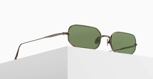 Matsuda M3163 | Antique Gold Sage Green - Luxussonnenbrille mit eckigem goldenen Rahmen und grünen Gläsern, hergestellt in Japan
