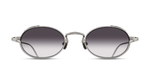 Matsuda M3169 | Palladium White - Luxussonnenbrille mit silbernem Rahmen und grauen ovalen Gläsern, hergestellt in Japan