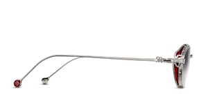 Matsuda M3169 | Palladium White - Luxussonnenbrille mit silbernem Rahmen und grauen ovalen Gläsern, hergestellt in Japan