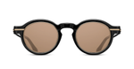 M2050 |  Black - Brushed Gold - Runde Luxussonnenbrille handgefertigt in Japan