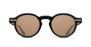 M2050 |  Black - Brushed Gold - Runde Luxussonnenbrille handgefertigt in Japan