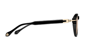M2050 |  Black - Brushed Gold - Runde Luxussonnenbrille handgefertigt in Japan