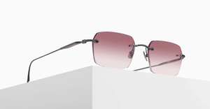 Matsuda M5008 | Matte Black - Eckige Luxussonnenbrille mit schwarzen Rahmen und rosa Gläsern handgemacht in Japan 