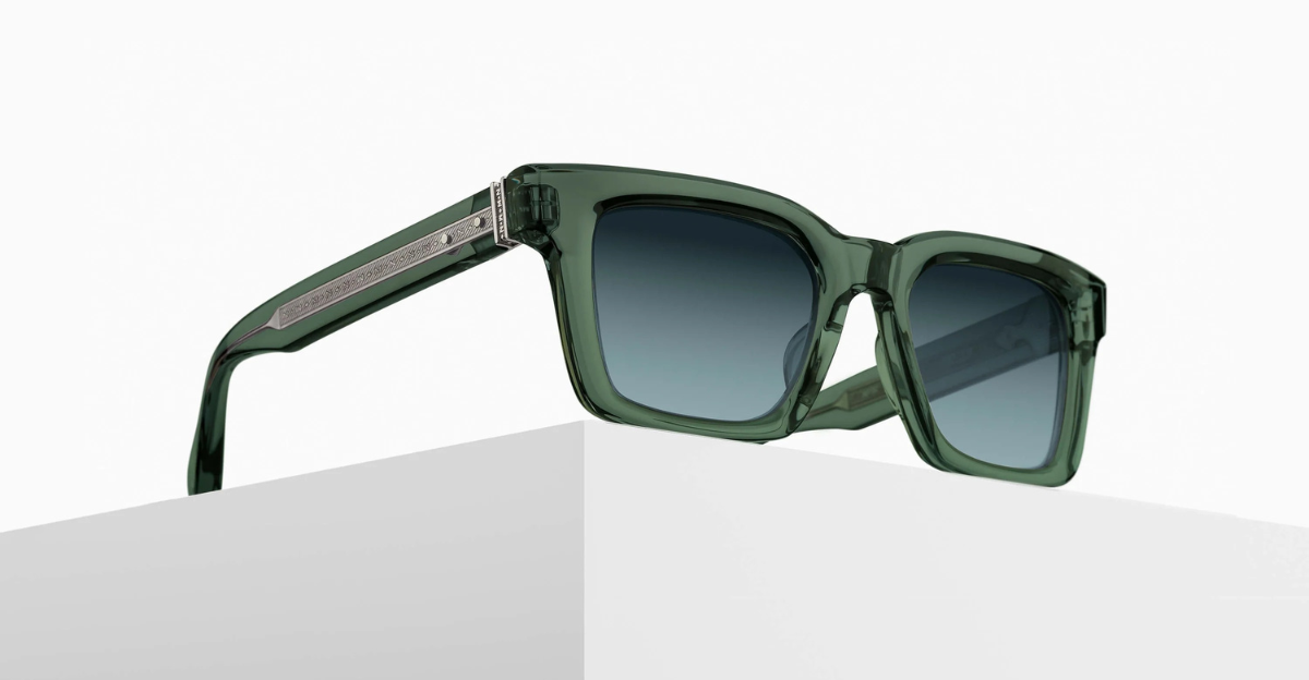 Matsuda M1033 | Bottle Green - Luxussonnenbrille mit grünem Rahmen und blauen Gläsern handgemacht in Japan 