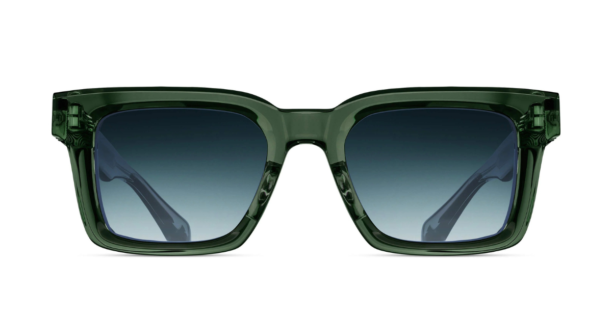 Matsuda M1033 | Bottle Green - Luxussonnenbrille mit grünem Rahmen und blauen Gläsern handgemacht in Japan 