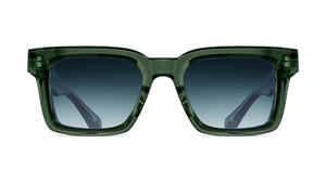 Matsuda M1033 | Bottle Green - Luxussonnenbrille mit grünem Rahmen und blauen Gläsern handgemacht in Japan 