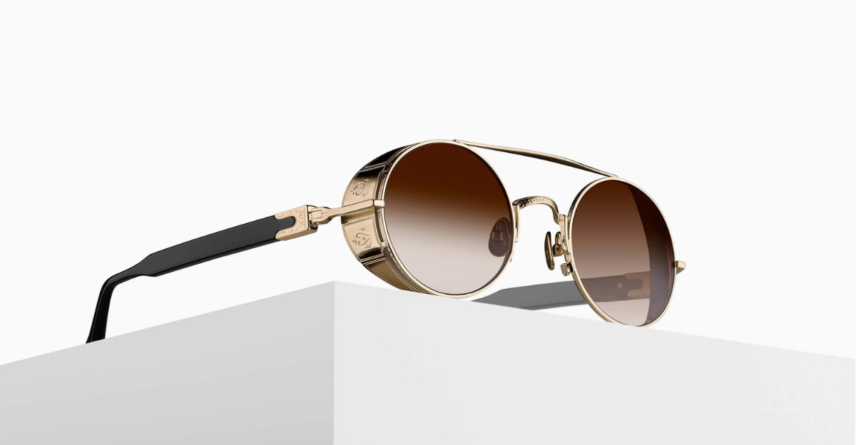 M3128 |  Brushed Gold - Black - Luxussonnenbrille handgefertigt in Japan