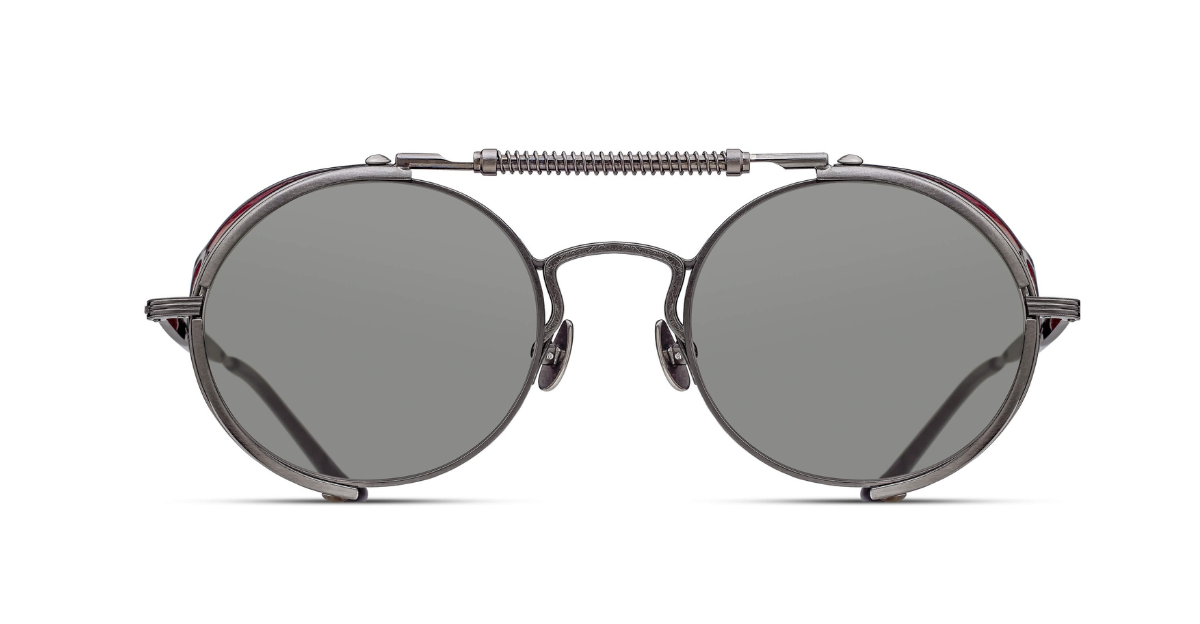 Matsuda 2809H-V2 | Brushed Ruthenium-Bordeaux Luxussonnenbrille graue Rahmen und graue Gläser