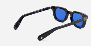 Sato Keid | N/BB-1 - luxuriöse Sonnenbrille in schwarz mit blauen verlaufsgläsern, gefertigt in Japan