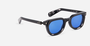 Sato Keid | N/BB-1 - luxuriöse Sonnenbrille in schwarz mit blauen verlaufsgläsern, gefertigt in Japan