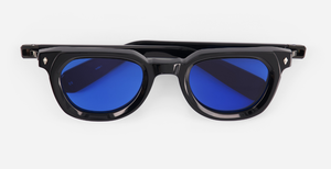 Sato Keid | N/BB-1 - luxuriöse Sonnenbrille in schwarz mit blauen verlaufsgläsern, gefertigt in Japan