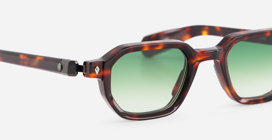 Sato Izar | TT/BB-1 - luxuriöse Sonnenbrille in braun mit grünen verlaufsgläsern, gefertigt in Japan