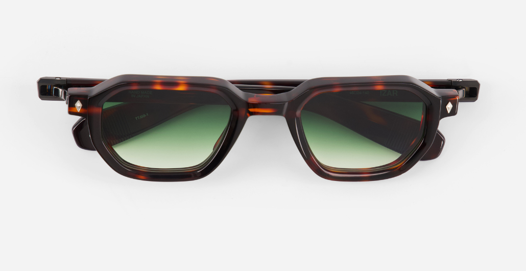 Sato Izar | TT/BB-1 - luxuriöse Sonnenbrille in braun mit grünen verlaufsgläsern, gefertigt in Japan