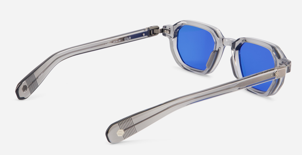 Izar | MTC/AS-1 - luxuriöse Sonnenbrille in weiß mit blauen verlaufsgläsern, gefertigt in Japan