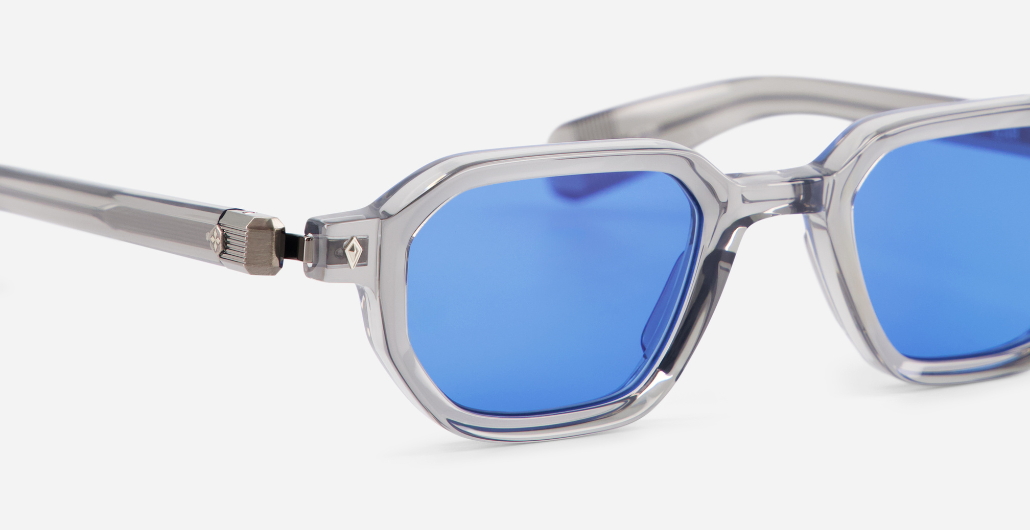 Izar | MTC/AS-1 - luxuriöse Sonnenbrille in weiß mit blauen verlaufsgläsern, gefertigt in Japan