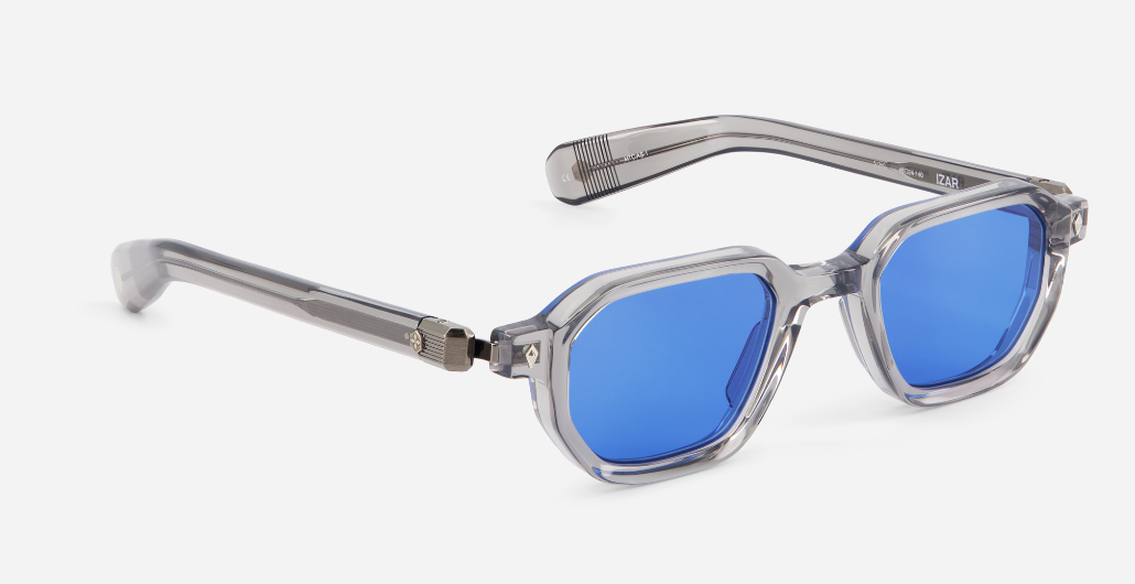 Izar | MTC/AS-1 - luxuriöse Sonnenbrille in weiß mit blauen verlaufsgläsern, gefertigt in Japan