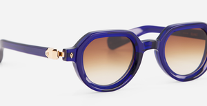 Elnat | SHB/RG-1 - luxuriöse Sonnenbrille in blau mit braunen verlaufsgläsern, gefertigt in Japan