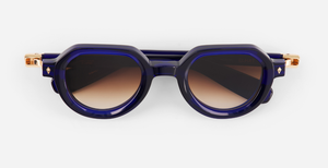 Elnat | SHB/RG-1 - luxuriöse Sonnenbrille in blau mit braunen verlaufsgläsern, gefertigt in Japan