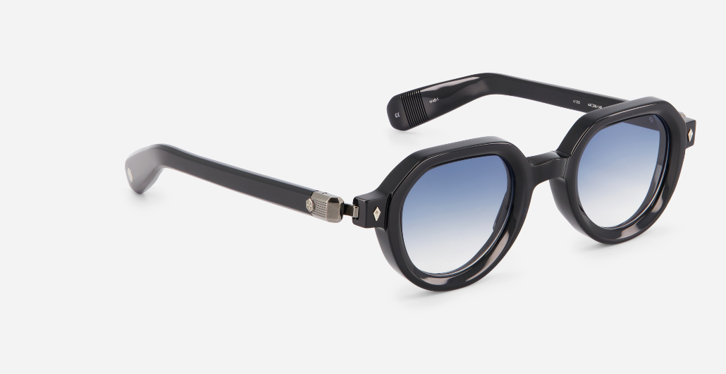 Elnat | N/AS-1 - luxuriöse Sonnenbrille in schwarz mit blauen verlaufsgläsern, gefertigt in Japan