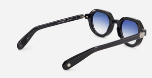 Elnat | N/AS-1 - luxuriöse Sonnenbrille in schwarz mit blauen verlaufsgläsern, gefertigt in Japan