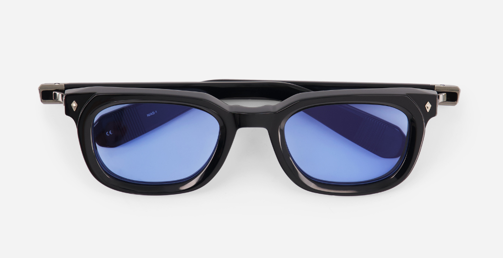 Alcor | N/AS-1 - luxuriöse Sonnenbrille in schwarz mit blauen verlaufsgläsern, gefertigt in Japan