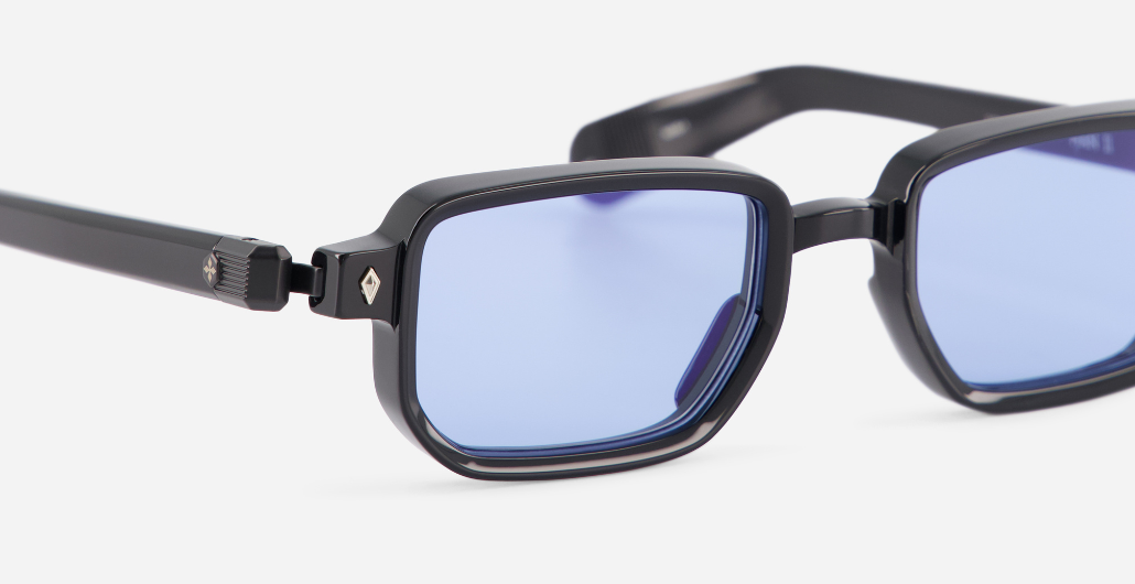 Ran II | N/MB-1 - luxuriöse Sonnenbrille in schwarz mit blauen verlaufsgläsern, gefertigt in Japan