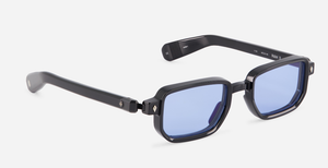 Ran II | N/MB-1 - luxuriöse Sonnenbrille in schwarz mit blauen verlaufsgläsern, gefertigt in Japan