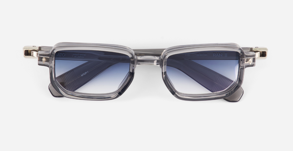 Ran II | MTC/P-1 - luxuriöse Sonnenbrille in weiß mit blauen verlaufsgläsern, gefertigt in Japan