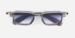 Ran II | MTC/P-1 - luxuriöse Sonnenbrille in weiß mit blauen verlaufsgläsern, gefertigt in Japan