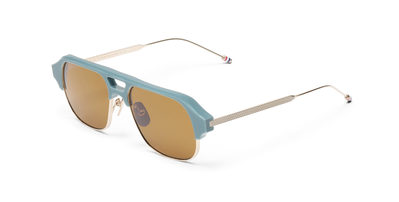 Thom Browne 954A | 485 Sonnenbrille in Blau - in Japan hergestellte Luxusbrille aus Titan