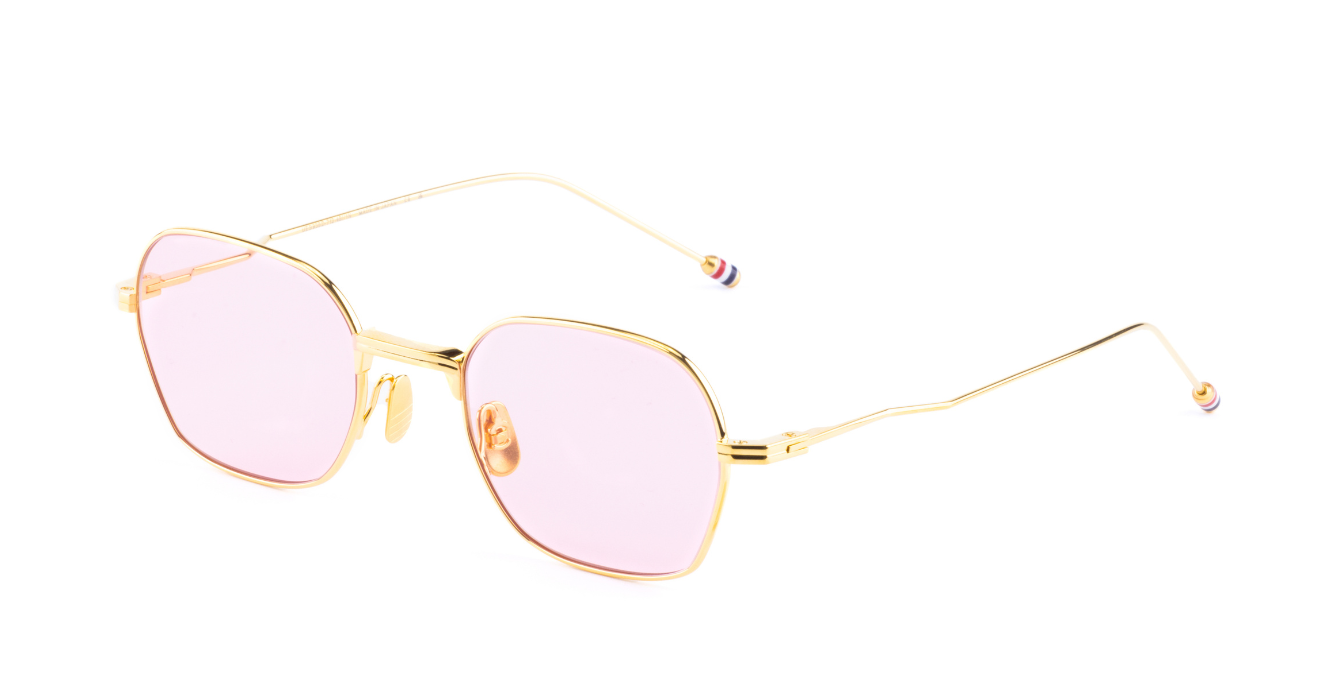 Thom Browne 936D 712 Sonnenbrille in Gold und Rosa - in Japan hergestellte Luxusbrille aus Titan