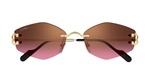 Cartier CT0620S 004 Rahmenlose Luxus-Sonnebrille in Gold mit braunen Gläsern