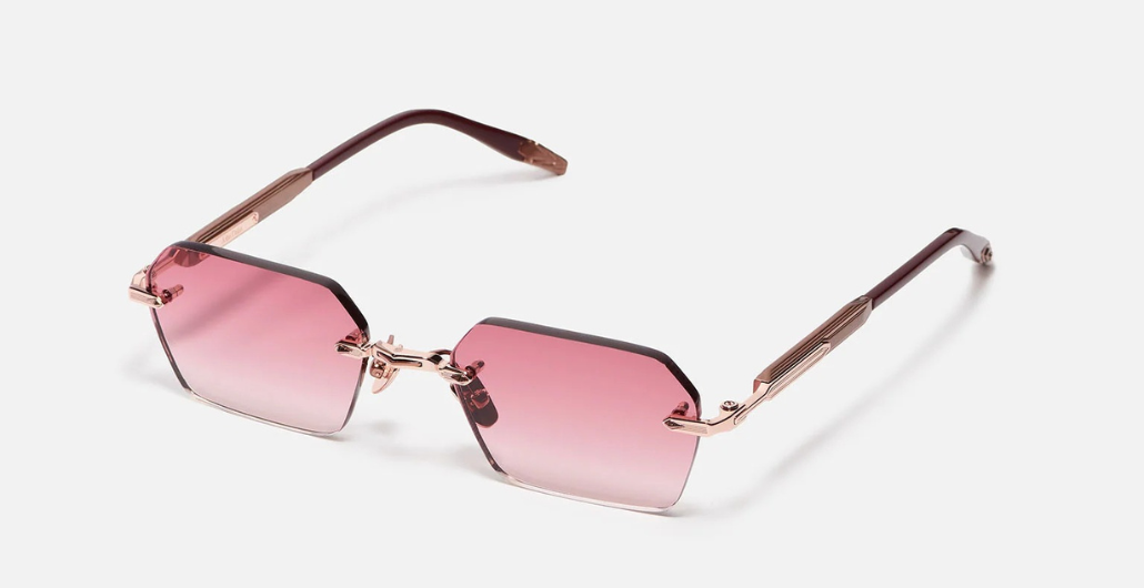 John Dalia R03 | C460 - Luxussonnenbrille mit Roségold Rahmen und rosa Gläsern.