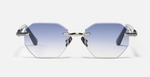 John Dalia Timothy C529 -  Luxussonnenbrille in Silber mit blauen Gläsern