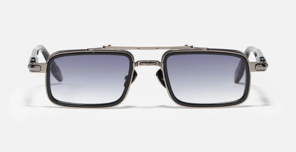 John Dalia Dane | C420 - Luxussonnenbrille mit schwarzem Rahmen und blauen Gläsern.