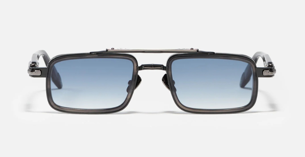 John Dalia Dane | C426 - Luxussonnenbrille mit schwarzem Rahmen und blauen Gläsern.